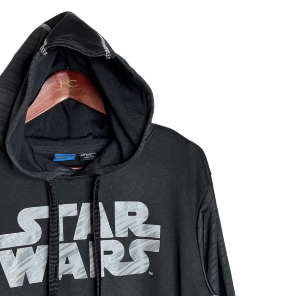 Star Wars Black Gray Stripes Long Sleeve Drawstring Hoodie Kangaroo Pocket Large - Picture 7 of 16